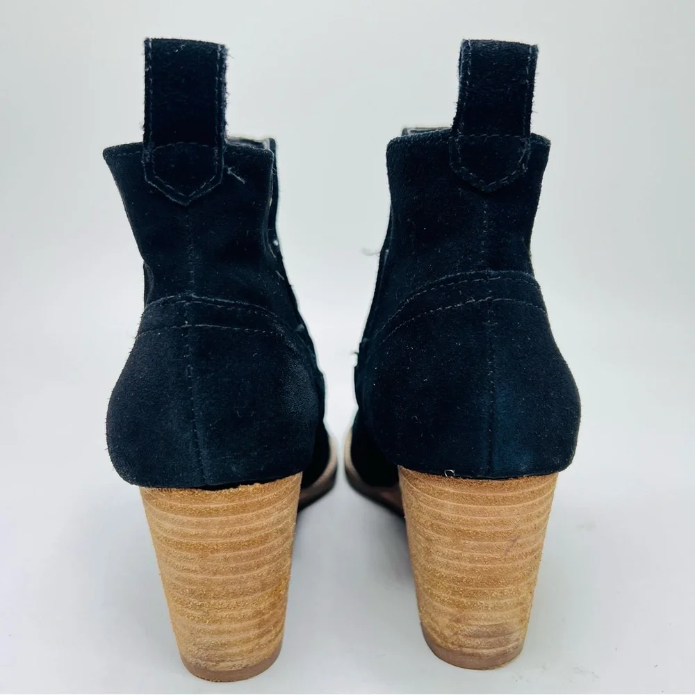 Blonde Irving Waterproof Black Suede Leather Wedge Heel Western Ankle Bootie